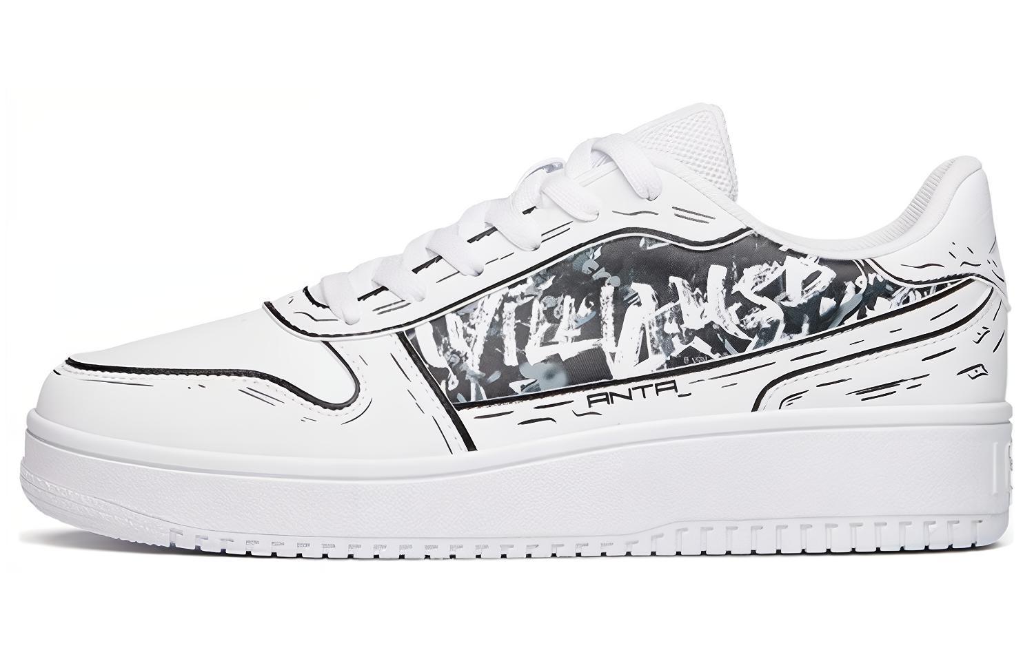 Stash x Anta Synthetic Leather Casual Coverage Thermal Slip Resistant Low top Skateboard Shoes Men's White Black