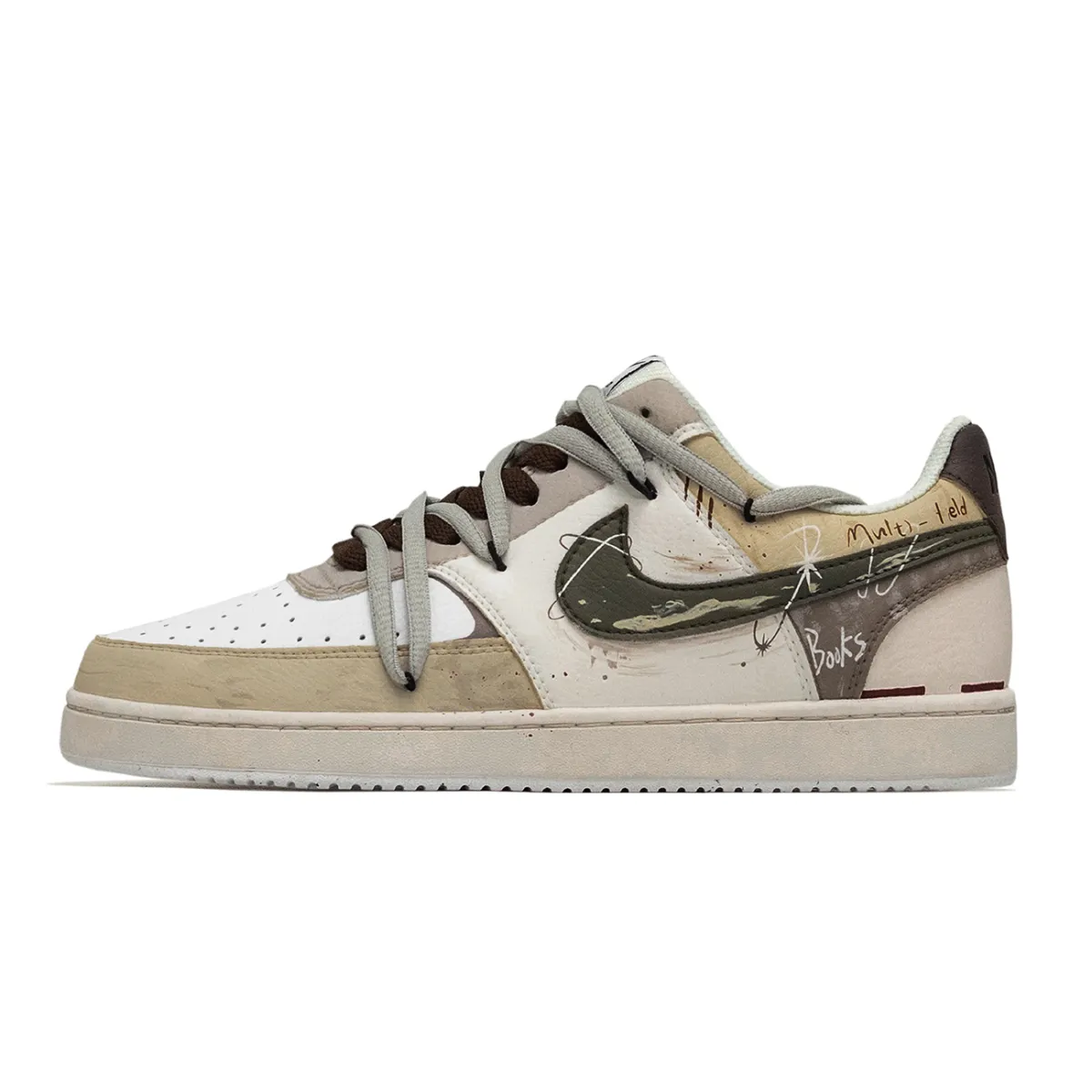 Nike Court Vision 1 IC77 Particle Cloud Glow Slip Resistant Slip Resistant Low top Skateboard Shoes Men's Brown Yellow