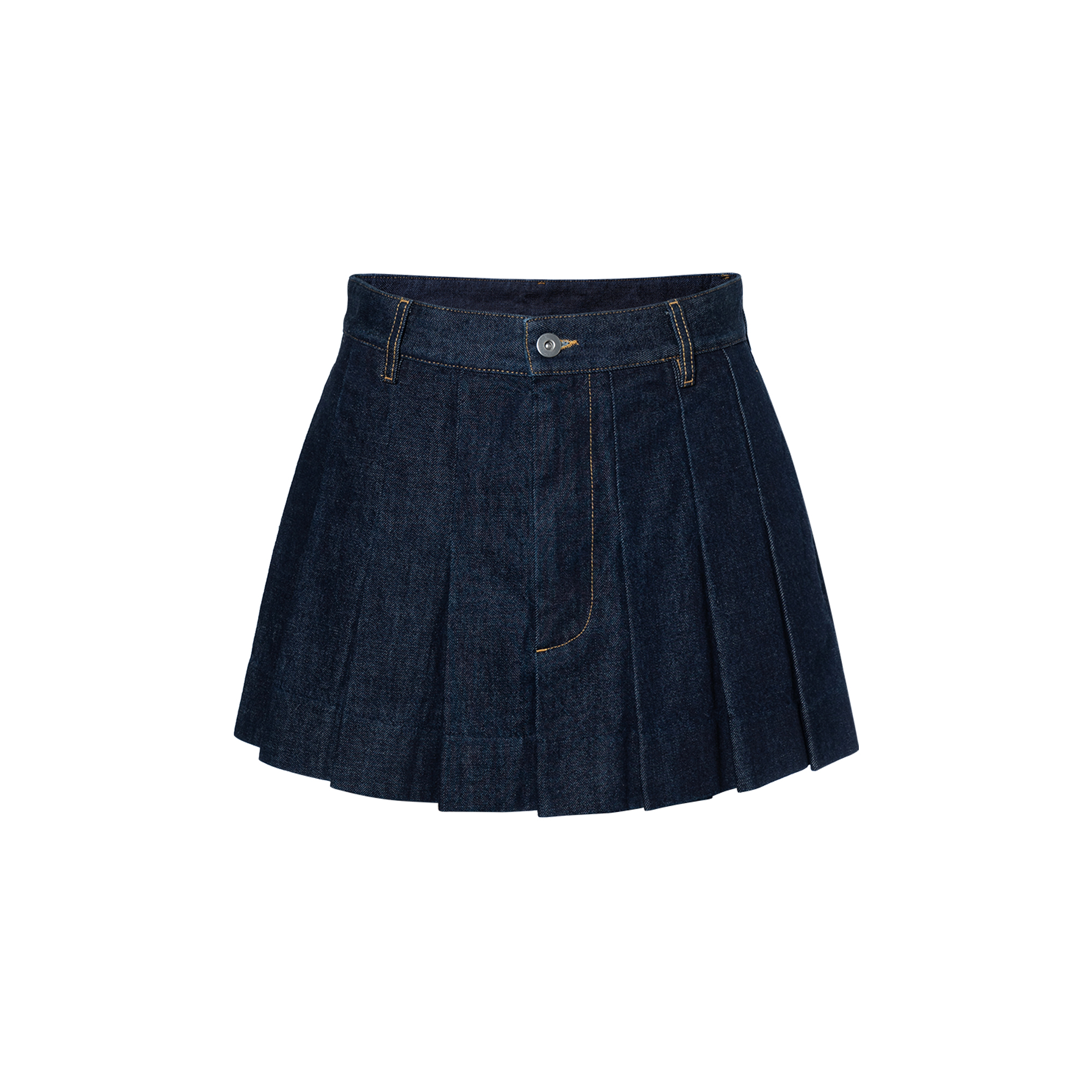 Bottega Veneta Pleated Denim Mini Skirt