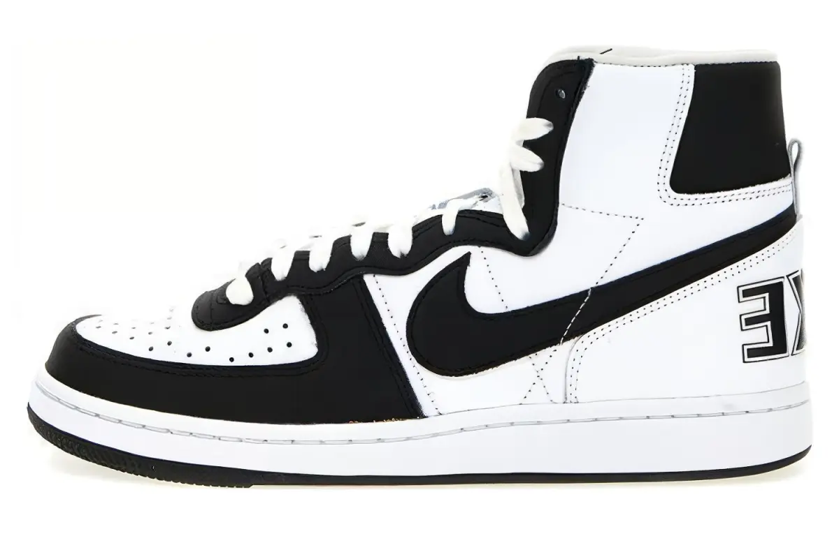 Nike x CDG Cow Leather High top Skateboard Shoes Men's Black White
