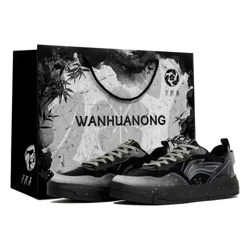 Li Ning Original Era Slip Resistant Abrasion Resistant Low top Skateboard Shoes Men's Black