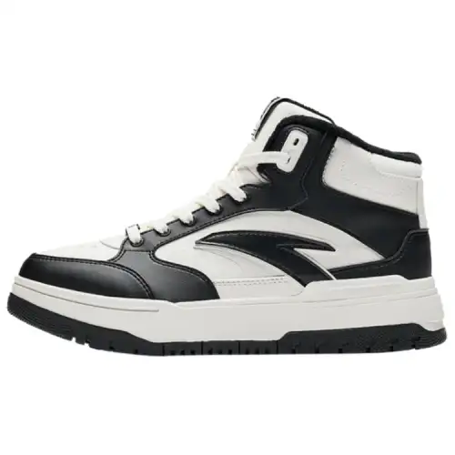 Anta 982 Fleece Lined Comfortable Fashion Thermal Slip Resistant High top Skateboard Shoes Women's Black White