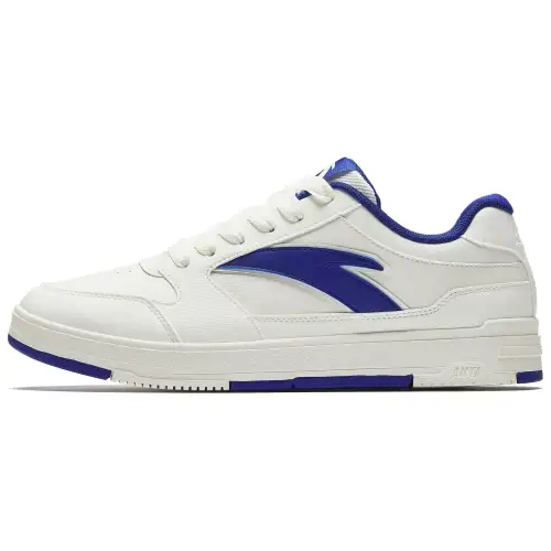 Anta Little Street Tough Anti Slip And Wear Resistant Height Increasing Low Top Skateboard Shoes Men's White Blue