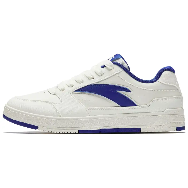 Anta Little Street Tough Anti Slip And Wear Resistant Height Increasing Low Top Skateboard Shoes Men's White Blue
