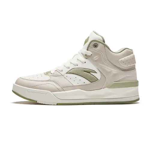 Anta Slip Resistant Abrasion Resistant High top Skateboard Shoes Women's White Gray Green