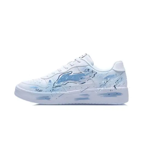 Li Ning Floating Boat Abrasion Resistant Lightweight Low top Skateboard Shoes Unisex Blue White