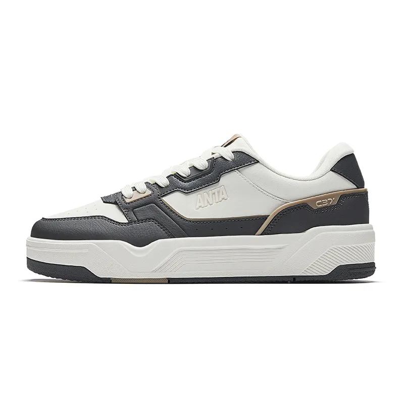 Anta C37 Series Abrasion Resistant Height Increasing Low top Skateboard Shoes Men's White Black