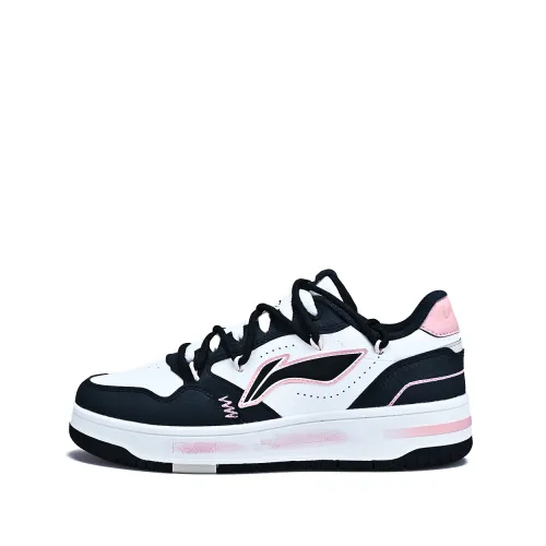 Li Ning Tianji Soft Slip Resistant Cushioning Abrasion Resistant Low top Skateboard Shoes Women's White Black Pink