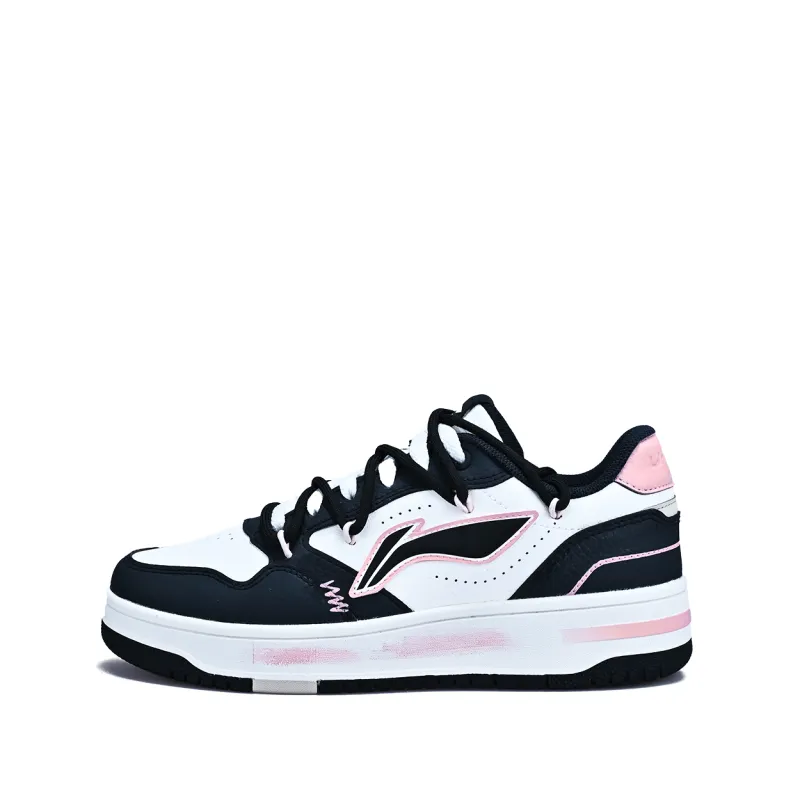 Li Ning Tianji Soft Slip Resistant Cushioning Abrasion Resistant Low top Skateboard Shoes Women's White Black Pink