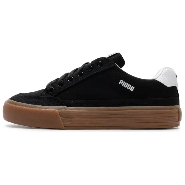 PUMA Court Classic Vulc Fashion Trend Abrasion Resistant Lightweight Low top Skateboard Shoes Unisex Black