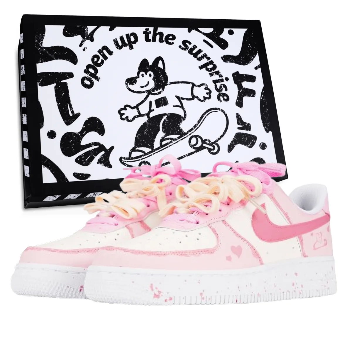 Nike Air Force 1 Heart Pin Low top Skateboard Shoes Unisex Pink
