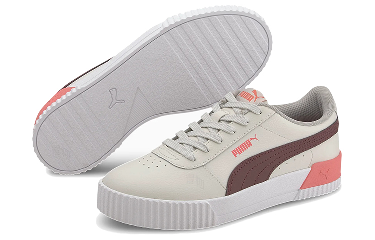 Женские кеды PUMA Carina Leather (бело-коричневые) — фото 3