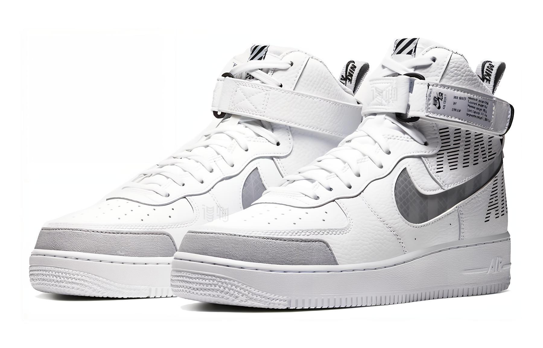Кроссовки Nike Air Force 1 (белый / серый / черный) — Белый / серый / чёрный — фото 3