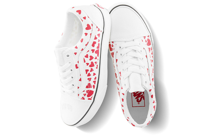 Женские кеды Vans Old Skool (бело-красные) — фото 4