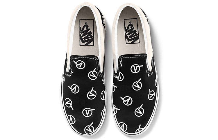 Слипоны Vans slip-on vlogo (черно-белые) — Чёрный / белый — фото 3