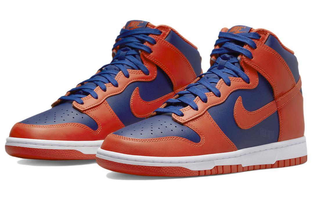 Мужские кроссовки Nike Dunk High Retro (сине-оранжевые) — фото 3