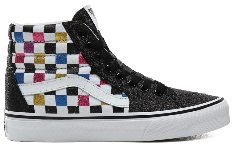Женские кеды Vans SK8 Glitter Checkerboard (черно-белые) — фото 2