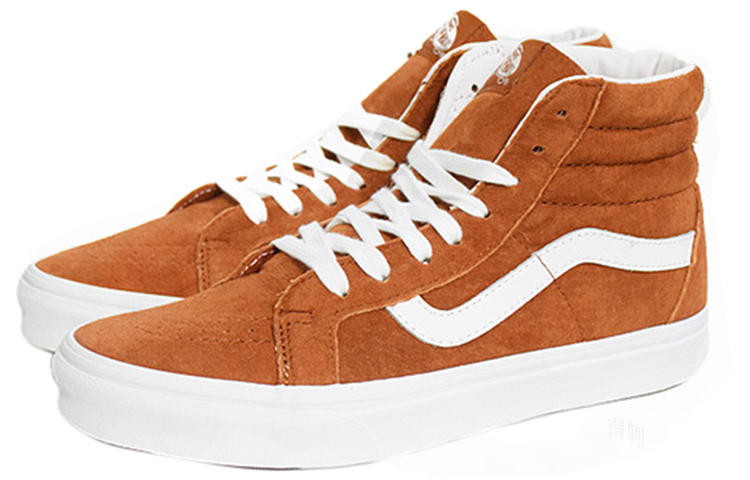 Кеды Vans Sk8-Hi Suede Leather Brown (коричнево-белые) — Коричневый / белый — фото 3