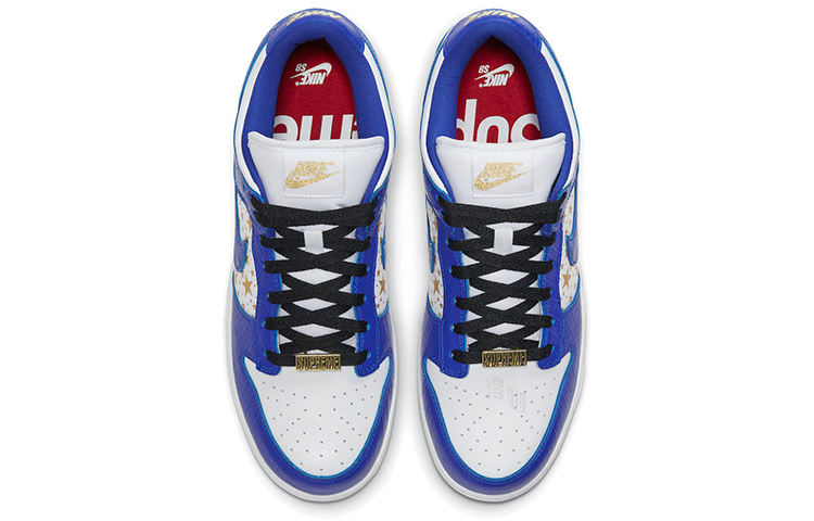 Кеды Nike x Supreme Dunk SB Hyper Royal (бело-синие) — Белый / золотой / синий — фото 4