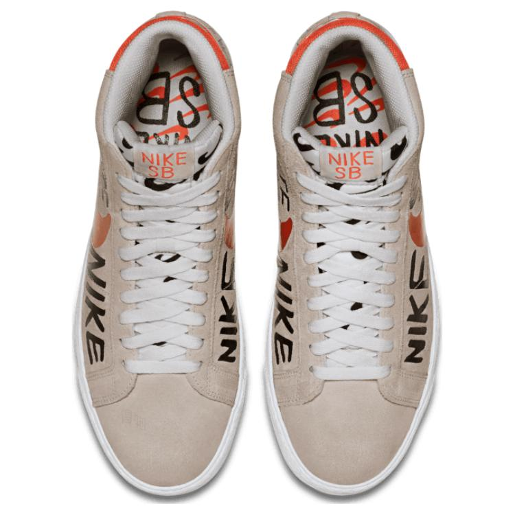 Мужские кеды Nike SB Blazer "Geoff McFetridge" (серо-коричневые с красным) — 白/团队橙 — фото 3
