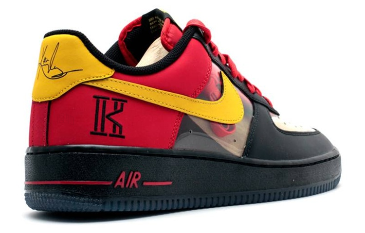 Мужские кеды Nike Air Force 1 Kyrie Irving (черно-красные) — 黑/黄/大学红 — фото 3