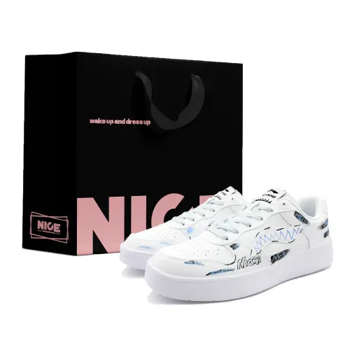 Li Ning Floating Boat Slip Resistant, Abrasion Resistant, Breathable Low top Skateboard Shoes Men's White Black Blue
