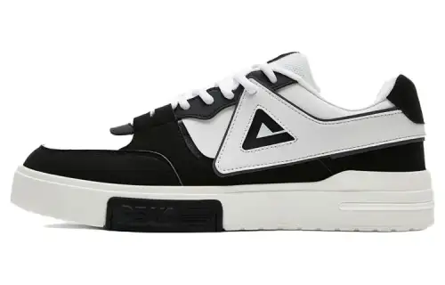 PEAK Lightweight Anti Slip Low top Skateboard Shoes Men's White Black
