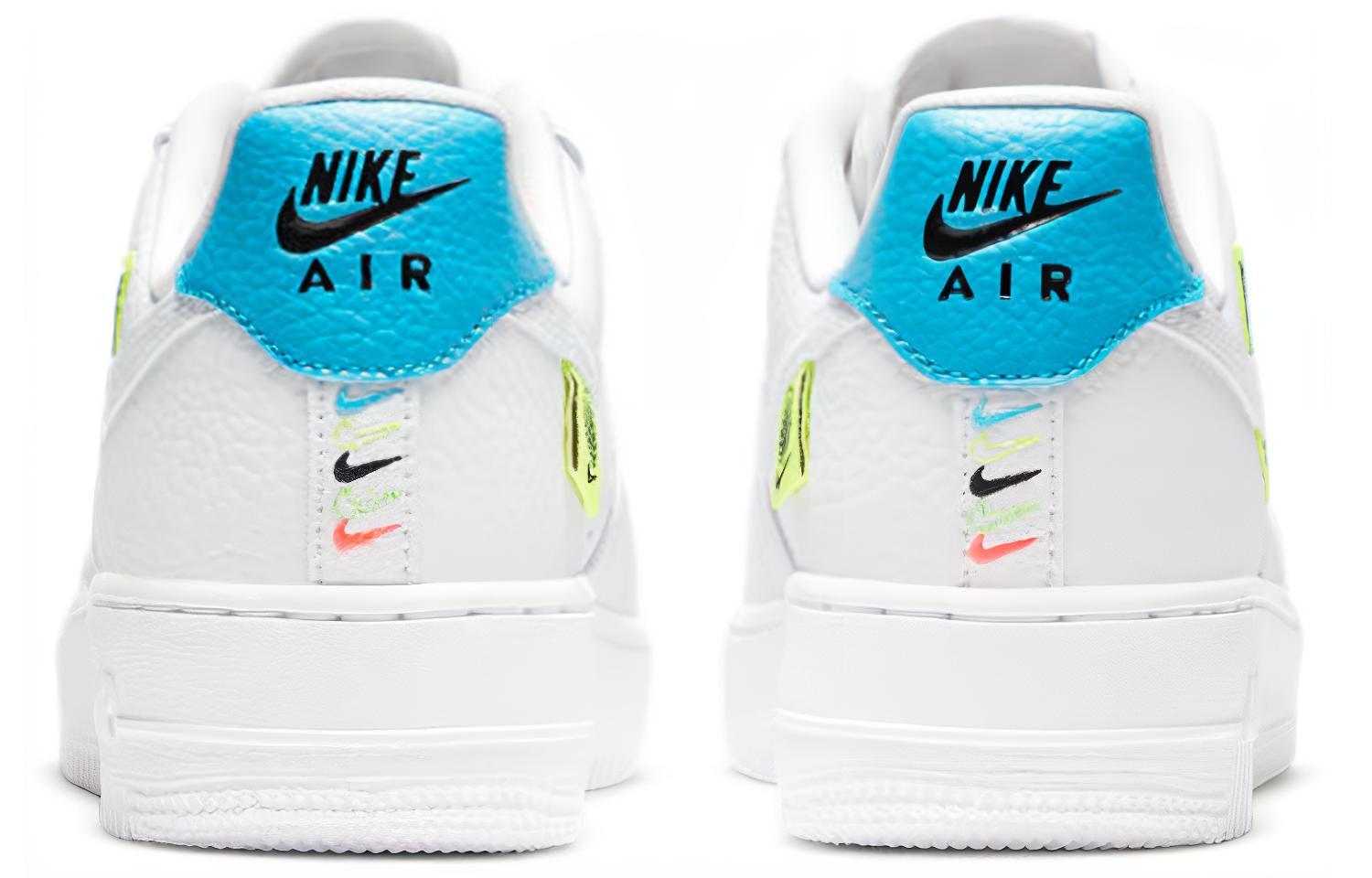 Женские кроссовки Nike Air Force 1 ’07 (бело-сине-желтые) — фото 5