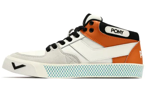 Pony Atop Casual Breathable Cushioning Abrasion Resistant Low top Skateboard Shoes Unisex White Gray Orange