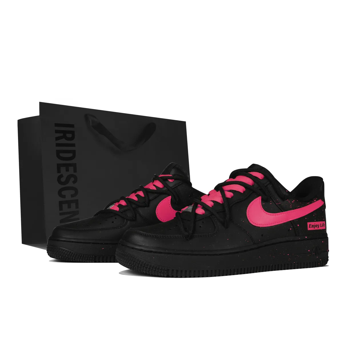 Nike Air Force 1 Leather Low top Skateboard Shoes Unisex Black Pink