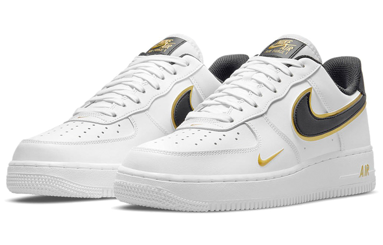 Мужские кроссовки Nike Air Force 1 (бело-черно-золотые) — фото 3