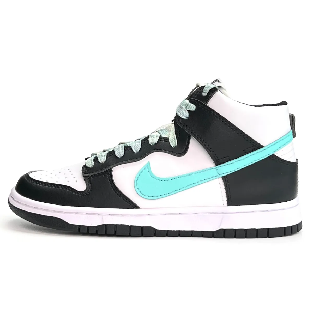Nike Dunk Blue Moment Slip Resistant High top Skateboard Shoes Unisex Black White Blue