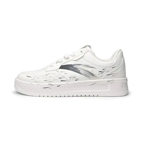 Anta Easy Coverage Slip Resistant Height Increasing Low top Skateboard Shoes Unisex White Black