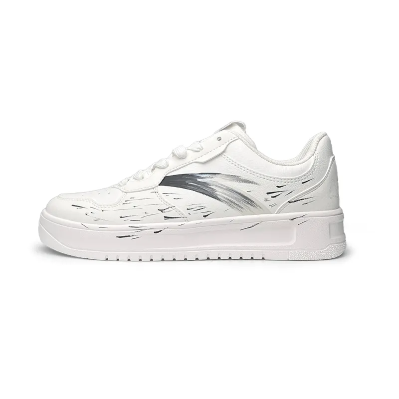 Anta Easy Coverage Slip Resistant Height Increasing Low top Skateboard Shoes Unisex White Black