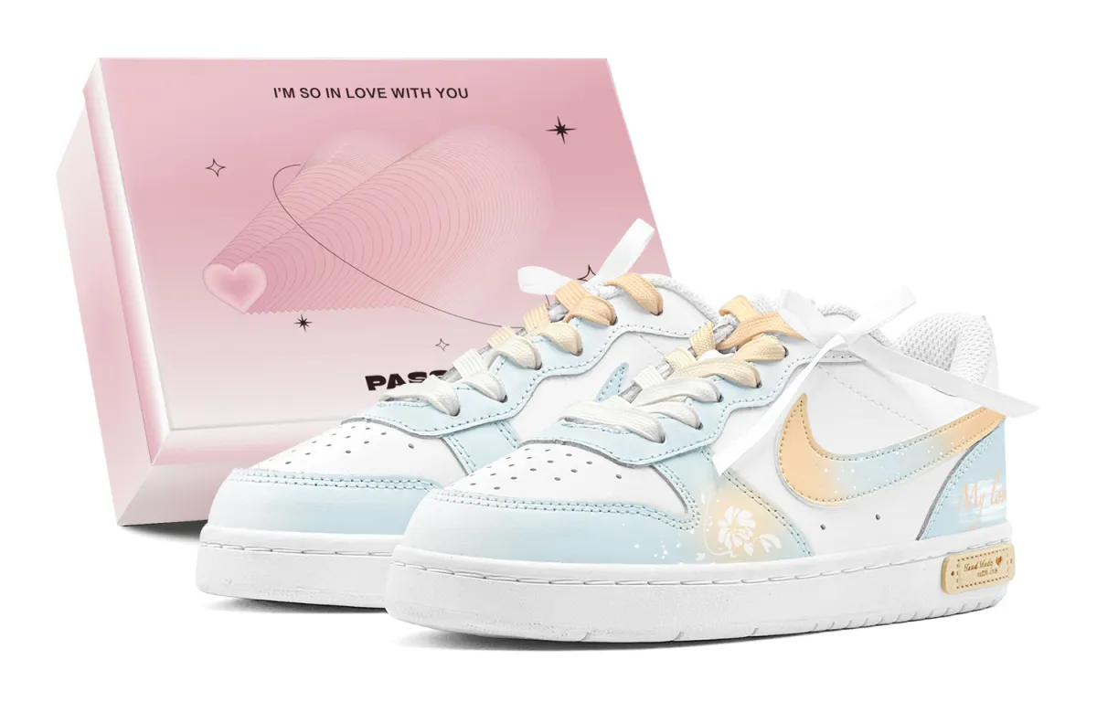 Nike Court Borough GS Couple's, Romantic Favor, Sweet Dream Camellia Abrasion Resistant Abrasion Resistant Low top