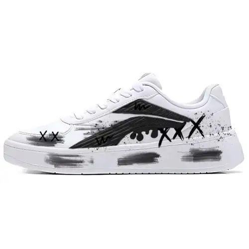 Li Ning Synthetic Leather Slip Resistant, Abrasion Resistant, Lightweight Low top Skateboard Shoes Men's Black