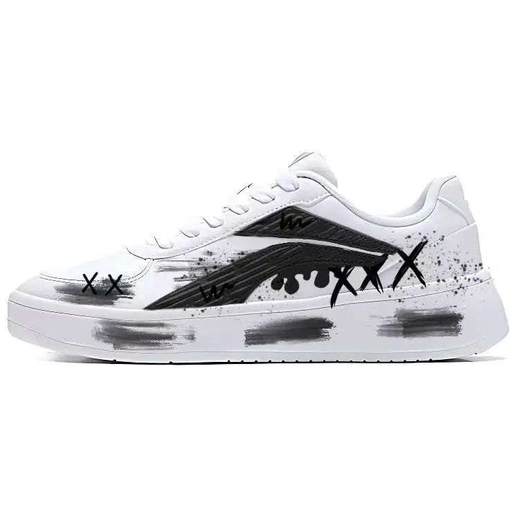Li Ning Synthetic Leather Slip Resistant, Abrasion Resistant, Lightweight Low top Skateboard Shoes Men's Black