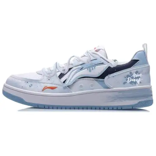 Li Ning Sea And Sichuan Slip Resistant, Abrasion Resistant, Lightweight Low top Skateboard Shoes Men's White Blue