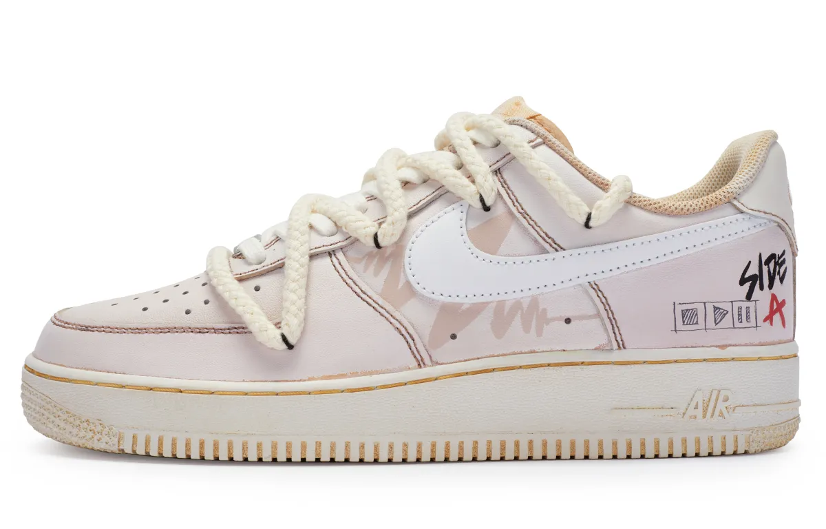 Nike Air Force 1 07 Slip Resistant Slip Resistant Low top Skateboard Shoes Men's Leather Pink White