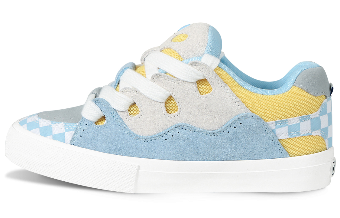 Ollieskate Slip Resistant Cushioning Abrasion Resistant Low top Skateboard Shoes Unisex Blue White Yellow