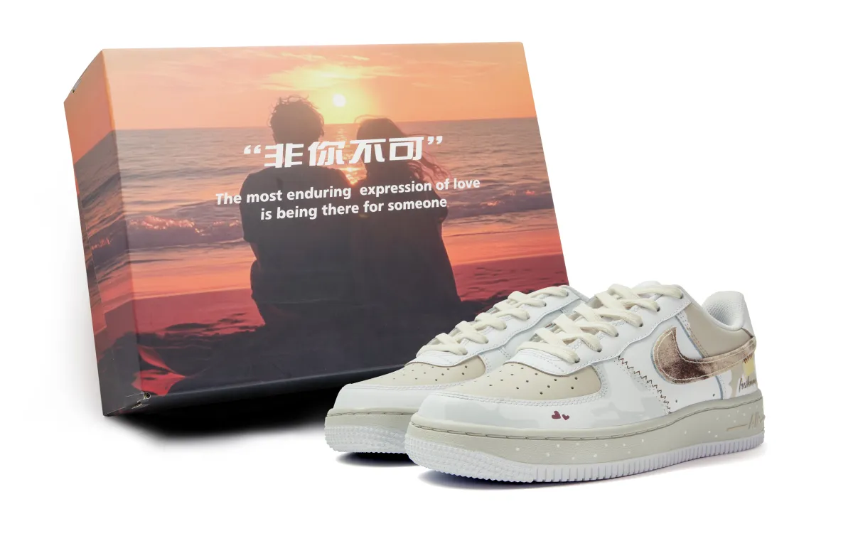 Nike Air Force 1 Slip Resistant Abrasion Resistant Low top Skateboard Shoes Women's White Brown
