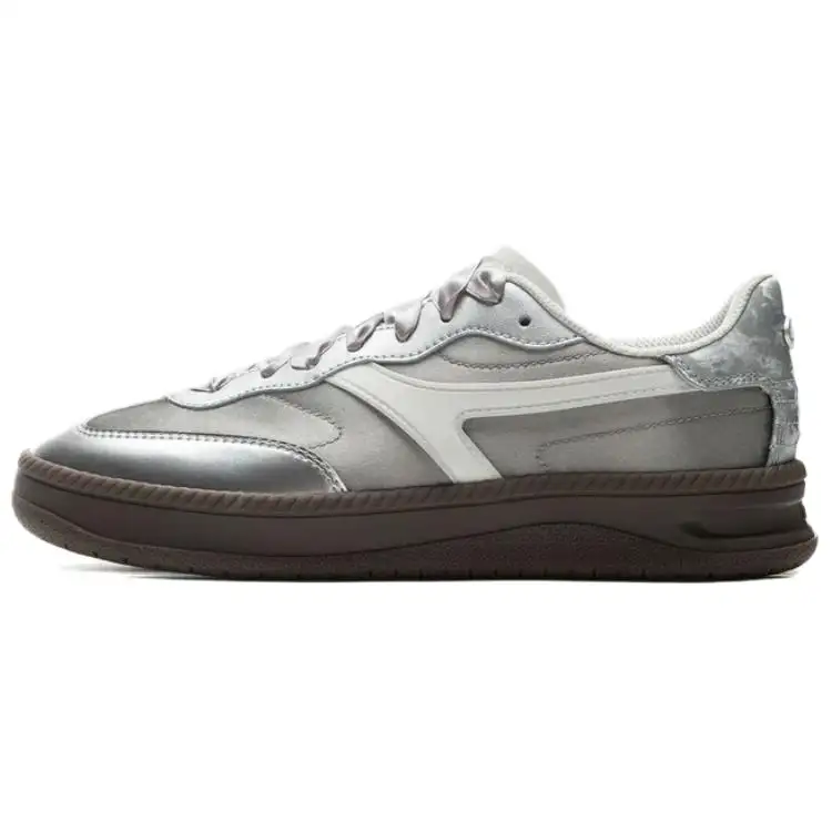 Li Ning Ivy Slip Resistant And Abrasion Resistant Coverage Low top Skateboard Shoes Women's Gray Silver