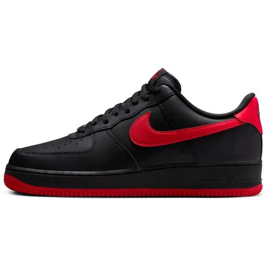 Nike Air Force 1 Low top Skateboard Shoes Unisex Black Red