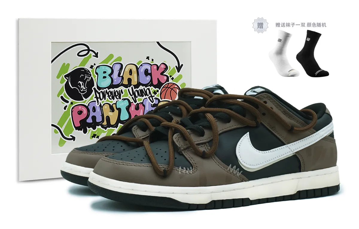 Nike Dunk Low top Skateboard Shoes Men's Black Brown