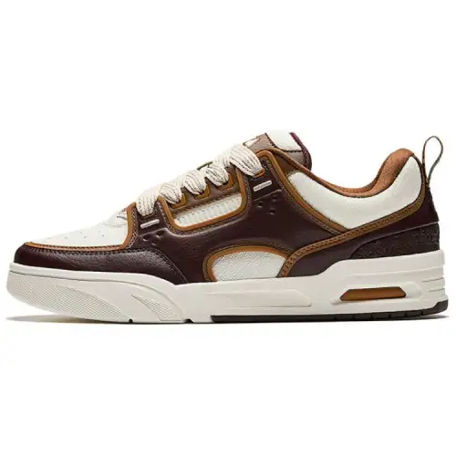 Anta Slip Resistant Abrasion Resistant Low top Skateboard Shoes Men's White/Tan