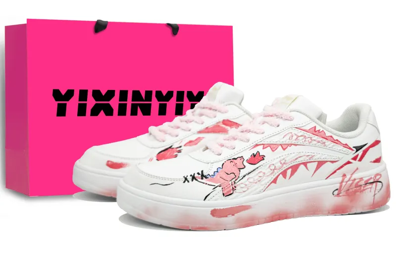 Li Ning Slip Resistant, Abrasion Resistant, Lightweight Low top Skateboard Shoes Men's White Pink