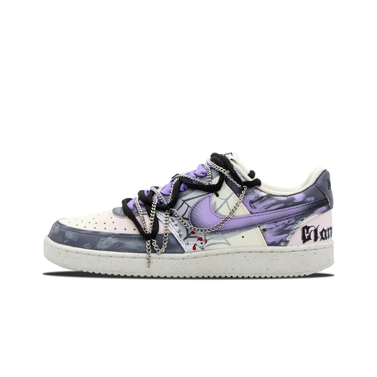 Nike Court Vision 1 Low top Skateboard Shoes Unisex Black Purple