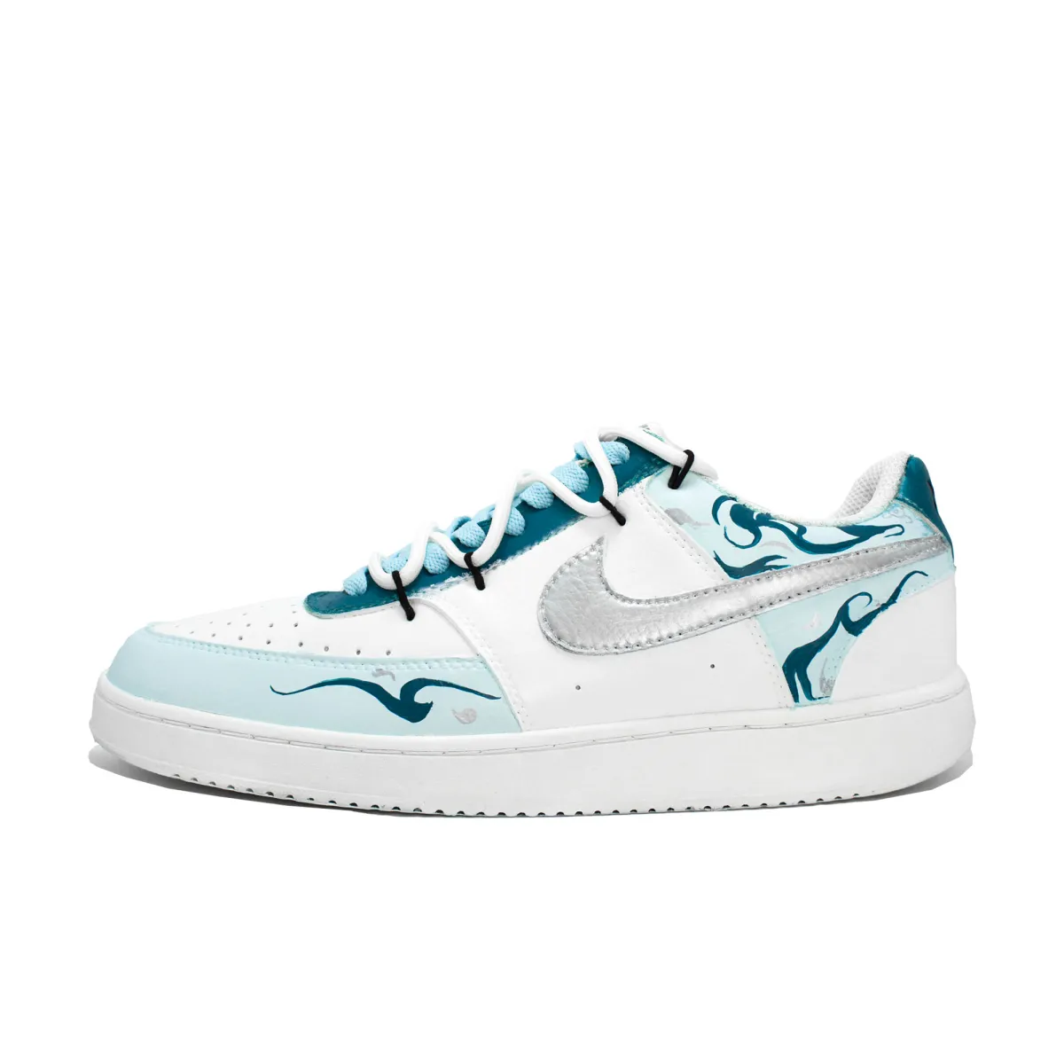 Nike Court Vision Leather Cushioning Low top Skateboard Shoes Unisex Blue