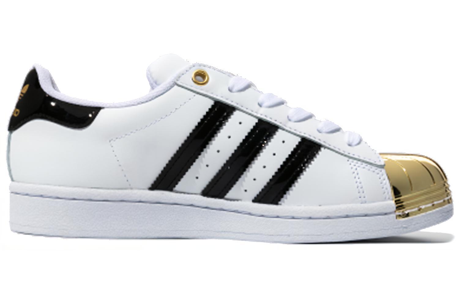 Женские кеды adidas originals Superstar Metal Toe (черно-белые с золотым) — фото 2