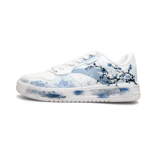 Anta Slip Resistant Cushioning Abrasion Resistant Low top Skateboard Shoes Men's White Blue